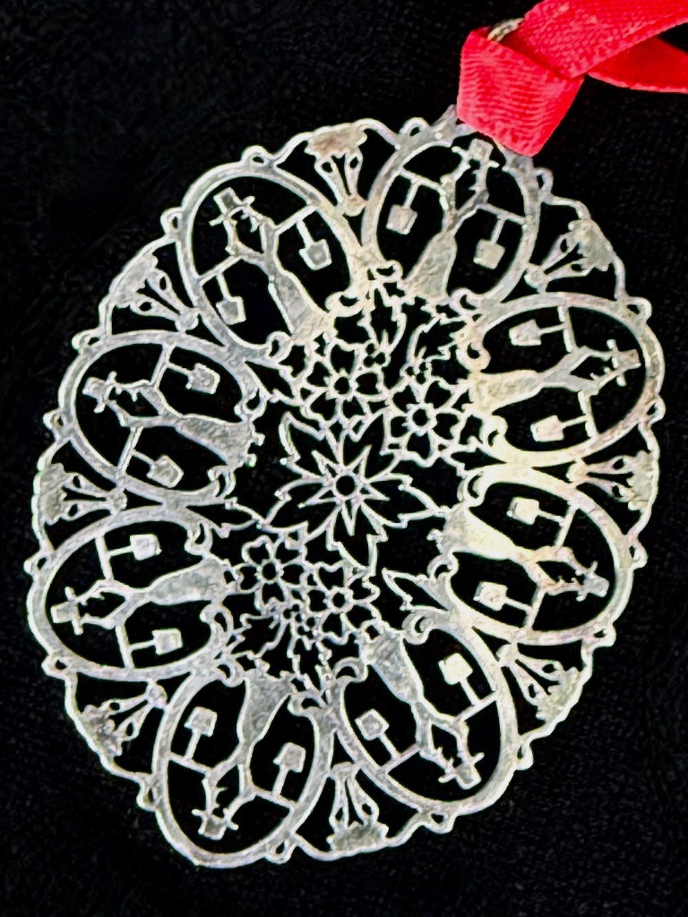 Vintage Towle Silver 12 Days of Christmas Pierced Ornament Eight Maids A Milking